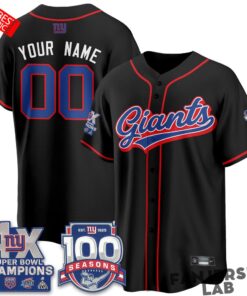 New York Giants 4X Champs & 100 Anniversary Custom Baseball Jersey