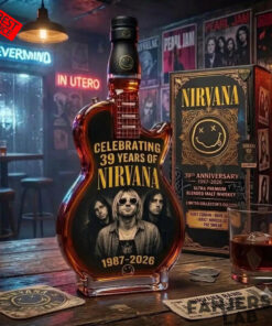 Nirvana Rock Band 39th Anniversary 1987-2026 Guitar-shaped Whiskey Bottle