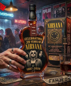 Nirvana Rock Band 39th Anniversary 1987-2026 Guitar-shaped Whiskey Bottle