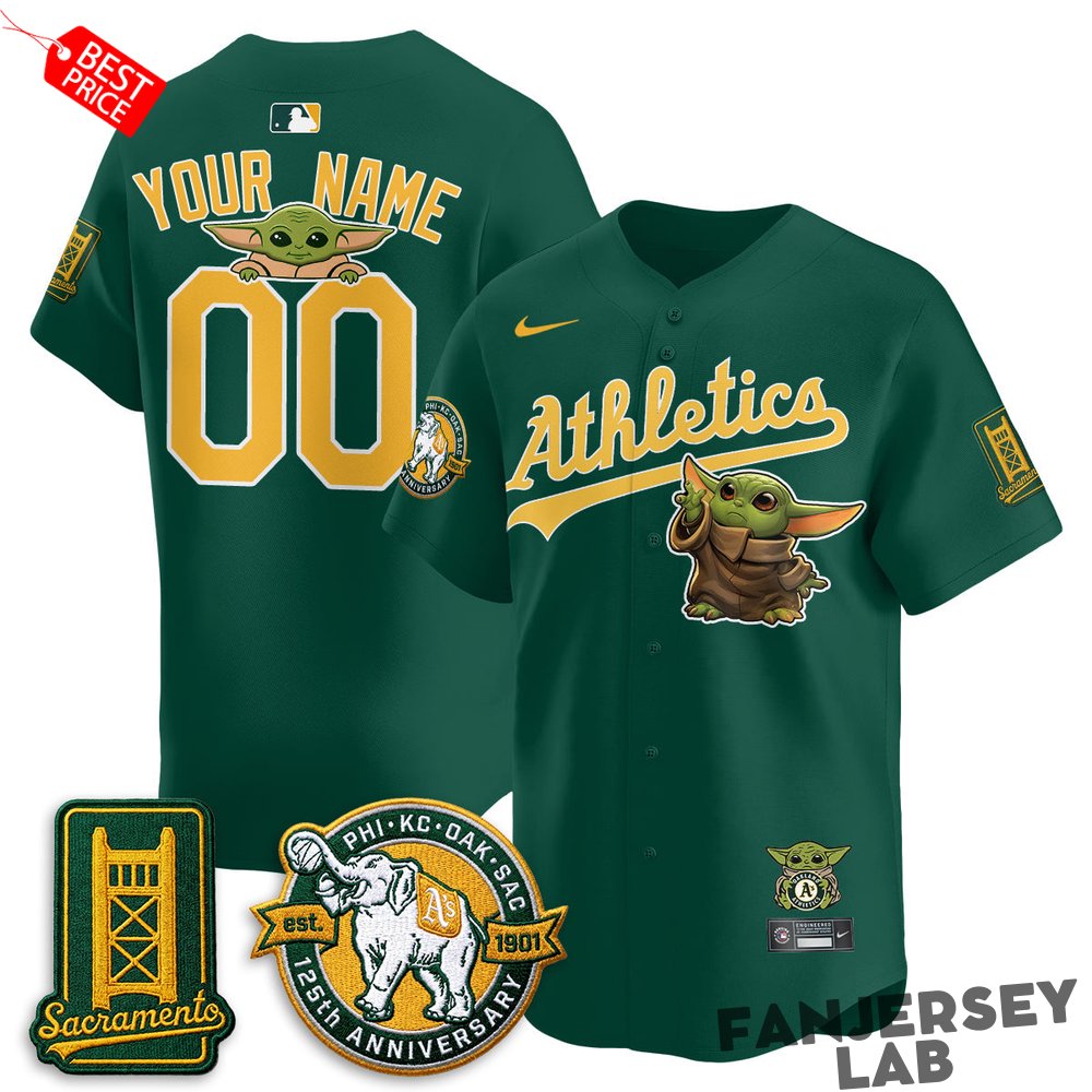 Oakland Athletics x Star Wars Baby Yoda 2026 Custom Baseball Jersey Oakland Athletics x Star Wars Baby Yoda 2026 Custom Baseball Jersey