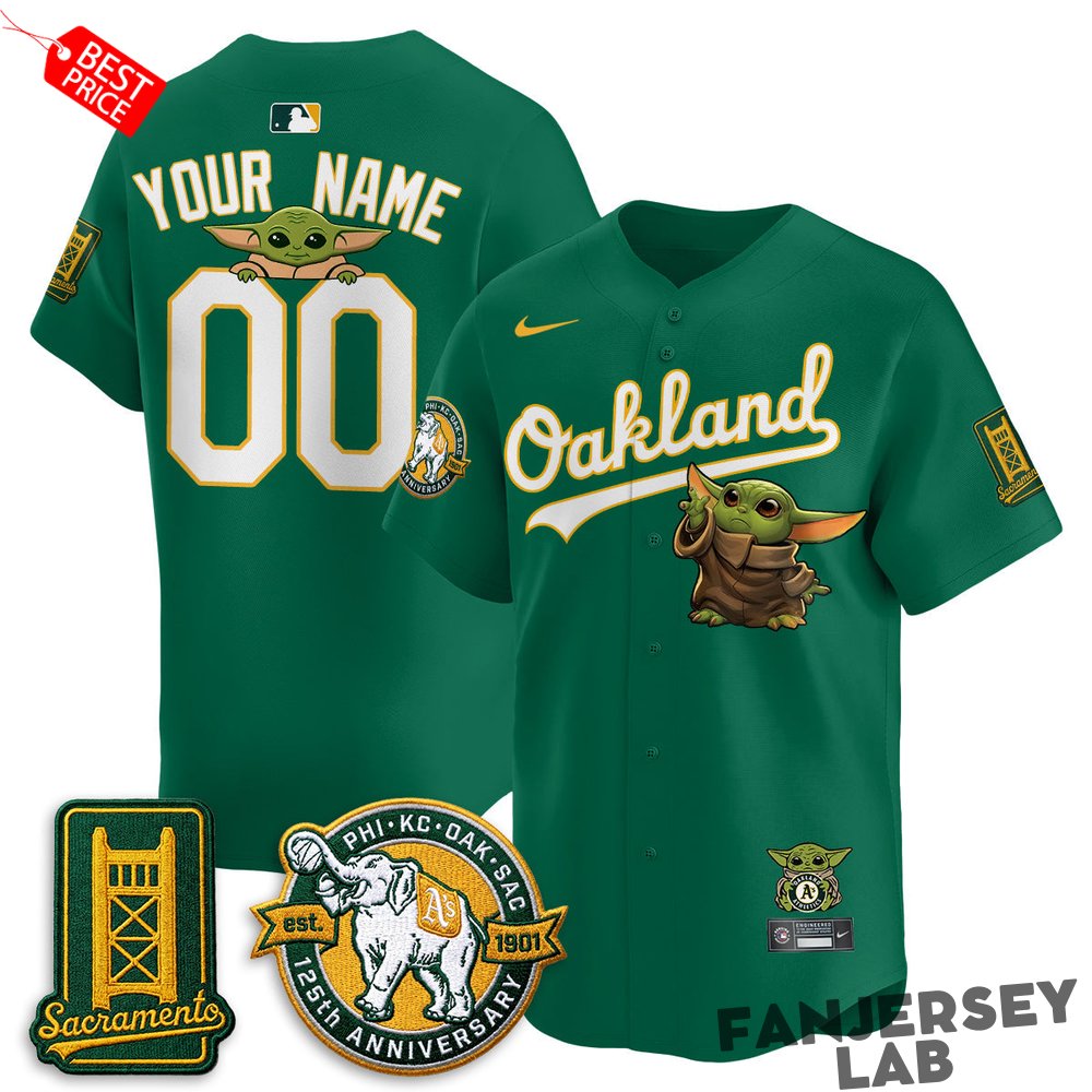 Oakland Athletics x Star Wars Baby Yoda 2026 Custom Baseball Jersey Oakland Athletics x Star Wars Baby Yoda 2026 Custom Baseball Jersey