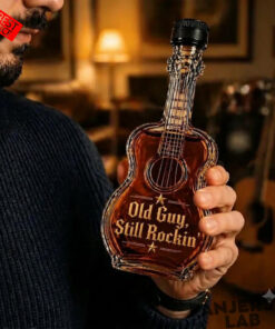 Old Guy Still Rockin Rock Style Guitar-Shaped Wine Decanter