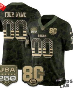 San Francisco 49ers 2026 Salute to Service Camo Custom Football Jersey
