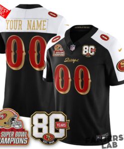 San Francisco 49ers 80 Years & 5X Champs Rivalries Custom Football Jersey
