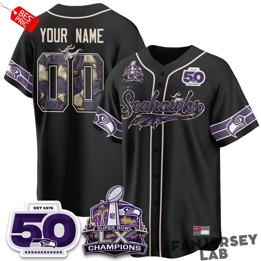 Seattle Seahawks 2026 Halloween Nightmare Edition Custom Baseball Jersey Seattle Seahawks 2026 Halloween Nightmare Edition Custom Baseball Jersey