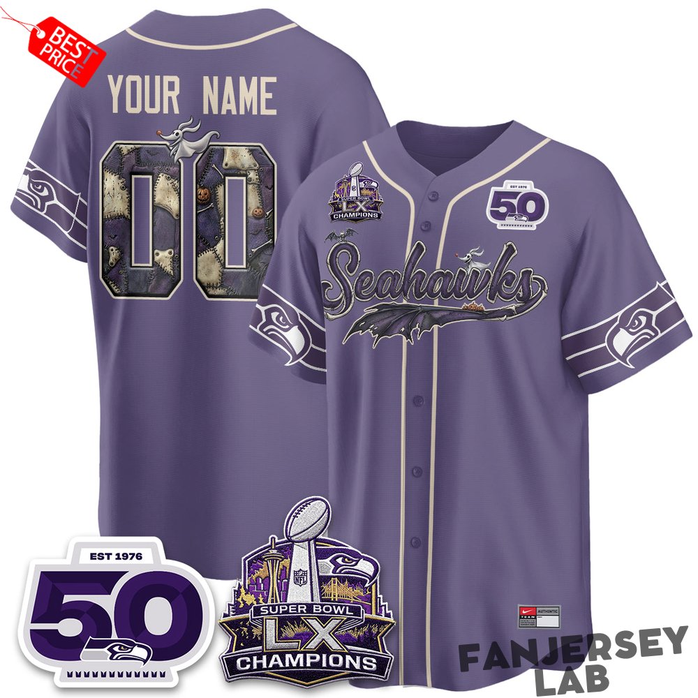 Seattle Seahawks 2026 Halloween Nightmare Edition Custom Baseball Jersey Seattle Seahawks 2026 Halloween Nightmare Edition Custom Baseball Jersey