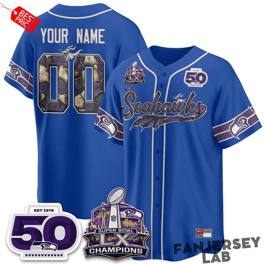 Seattle Seahawks 2026 Halloween Nightmare Edition Custom Baseball Jersey Seattle Seahawks 2026 Halloween Nightmare Edition Custom Baseball Jersey