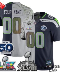 Seattle Seahawks Super Bowl LX Champs Split Edition Custom Jersey
