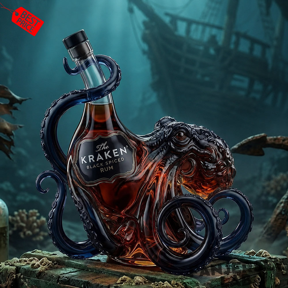 The Kraken Black Spiced Rum Octopus Whiskey Bottle The Kraken Black Spiced Rum Octopus Whiskey Bottle