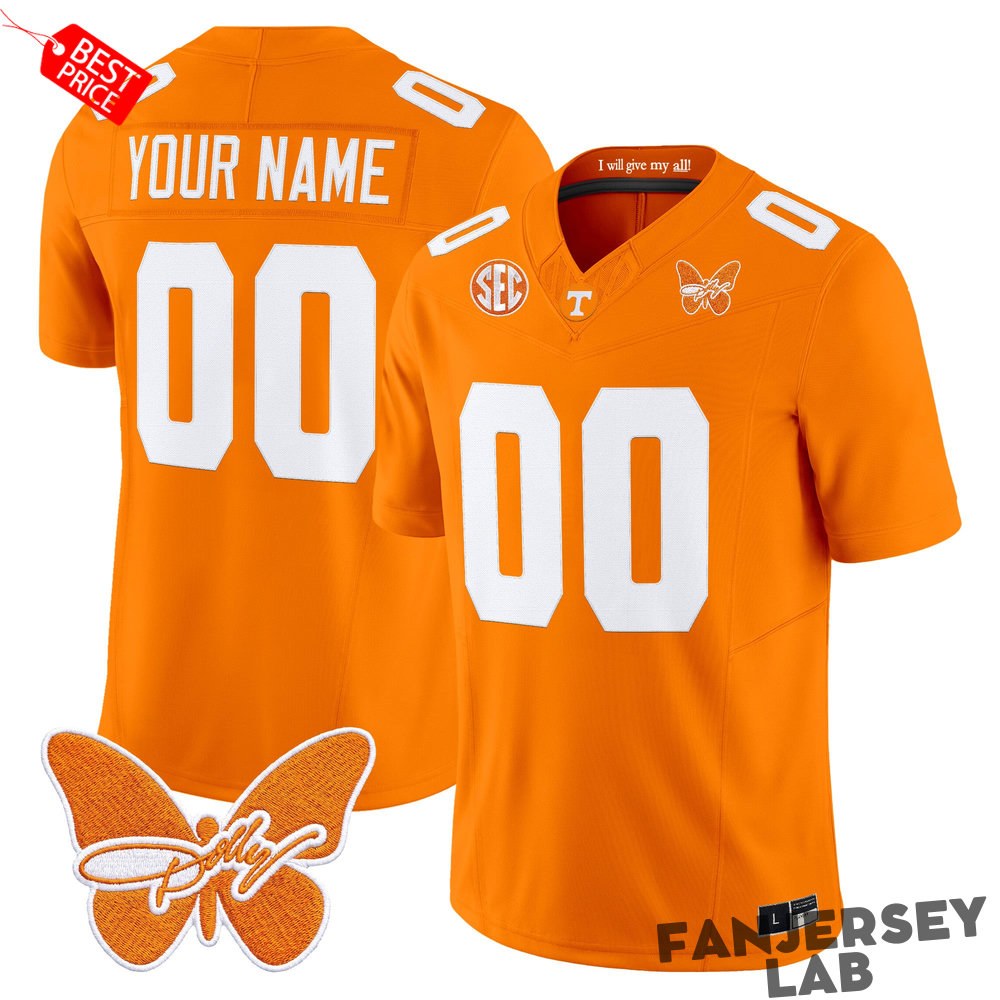 Tennessee Volunteers x Dolly Parton Patch Custom Football Jersey Tennessee Volunteers x Dolly Parton Patch Custom Football Jersey