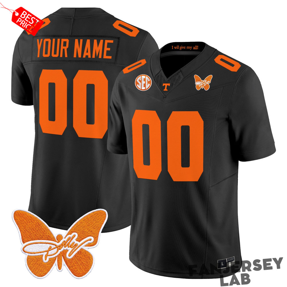 Tennessee Volunteers x Dolly Parton Patch Custom Football Jersey Tennessee Volunteers x Dolly Parton Patch Custom Football Jersey