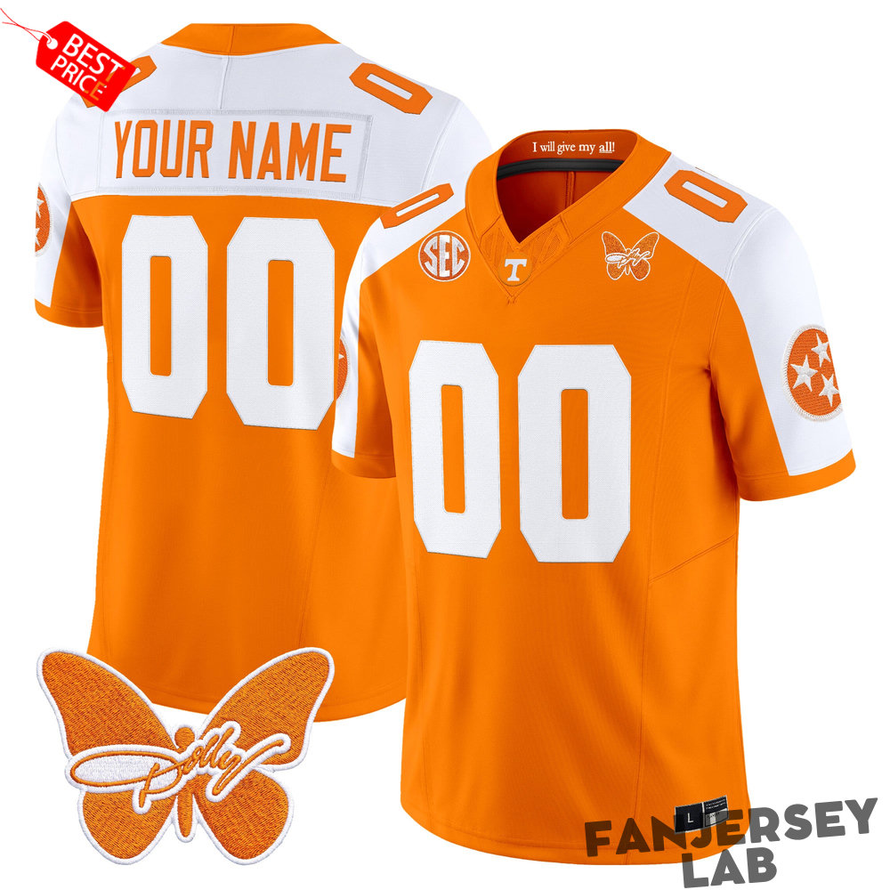 Tennessee Volunteers x Dolly Parton Patch Custom Football Jersey Tennessee Volunteers x Dolly Parton Patch Custom Football Jersey