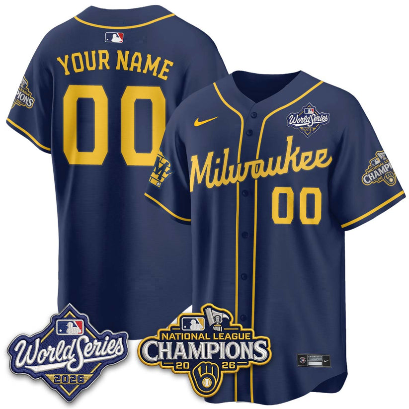 MIL WS26 & 2026 NL Champs Patch Gold Vapor Limited Custom Baseball Jersey MIL WS26 & 2026 NL Champs Patch Gold Vapor Limited Custom Baseball Jersey
